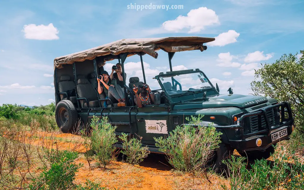 Jeep on a game drive in Samburu National Reserve