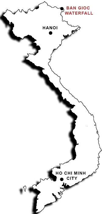 Location of Ban Gioc waterfall on Vietnam map
