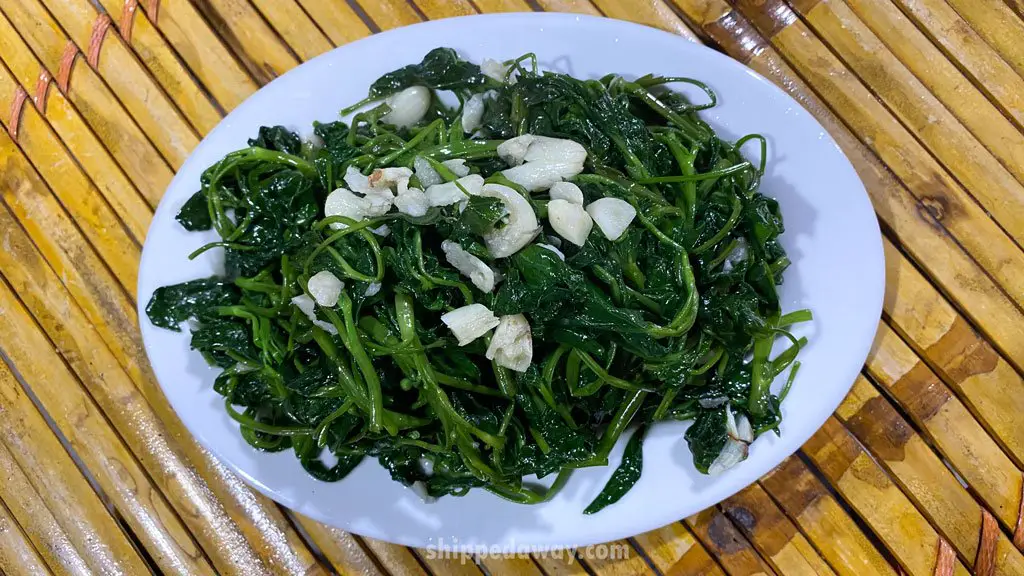 Morning glory, spinach with garlic in Vietnam