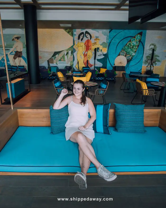Arijana Tkalčec at a cafe at Radisson Blu Resort Cam Ranh