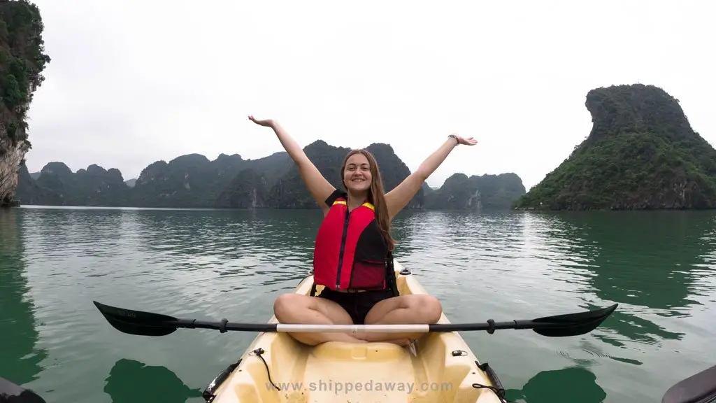 Arijana Tkalčec kayaking in Lan Ha Bay with Capella Cruise