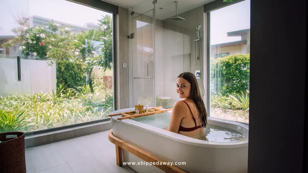Arijana in bathtub Radisson Blu Resort Cam Ranh