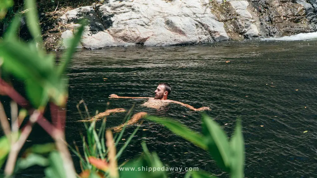 Matej Špan swimming in Bim Bip waterfall Dak Lak