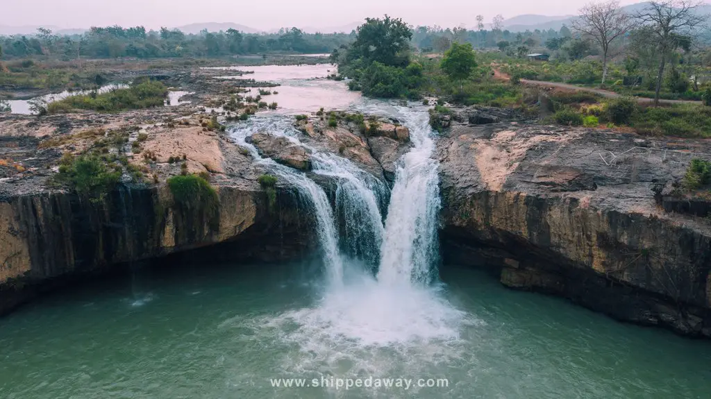 Aerial of Dray Sap waterfall in Dak Lak