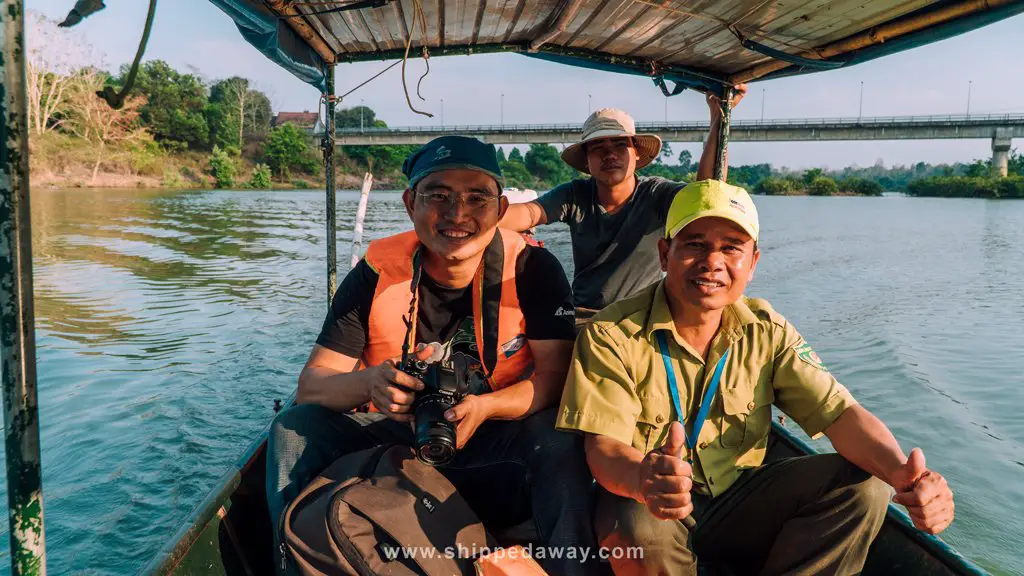 Sunset boat ride on the Srepok River with staff from Yok Don National Park