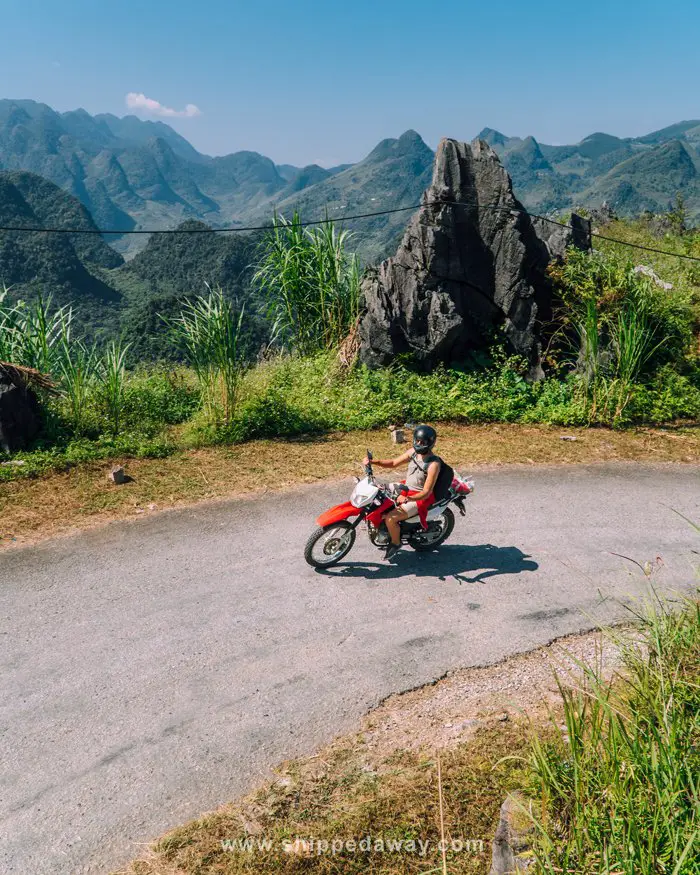 Matej Špan riding a motorbike in Ha Giang