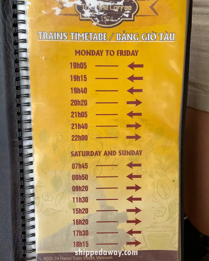 Hanoi Train Street Schedule