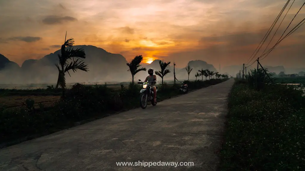 Driving motorbike in Ninh Binh, Vietnam