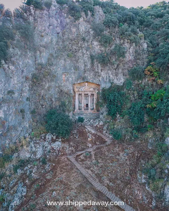 Lycian Rock Tomb in Fethiye - aerial view