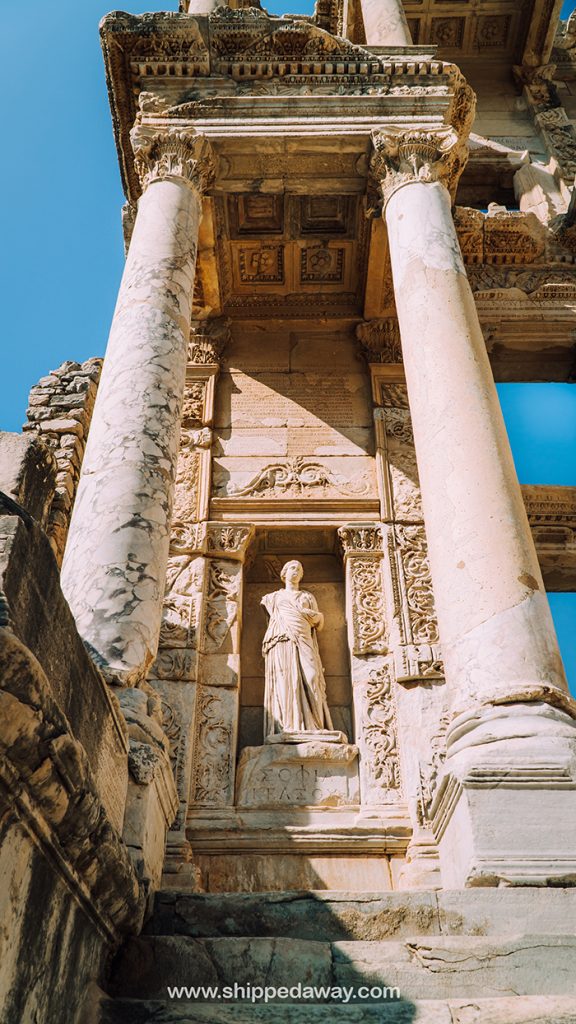 Statues at Ephesus archaeological site in Turkey