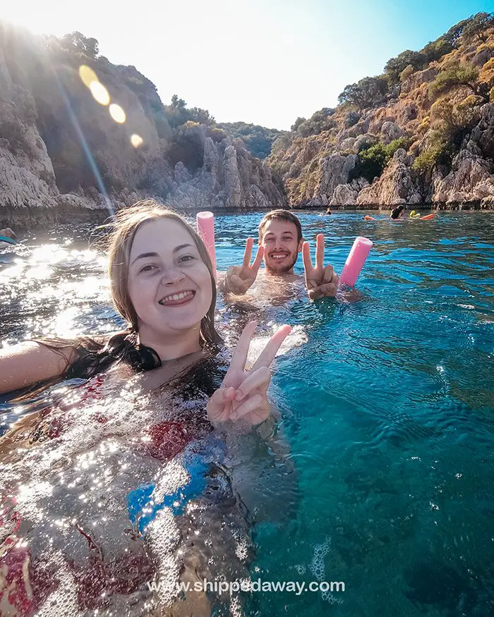 Arijana Tkalčec and Matej Špan swimming in Kas bays, Turkey
