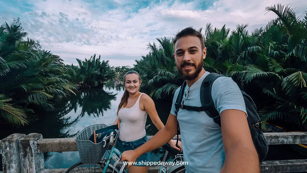 Arijana Tkalčec and Matej Špan cycling around Hoi An villages