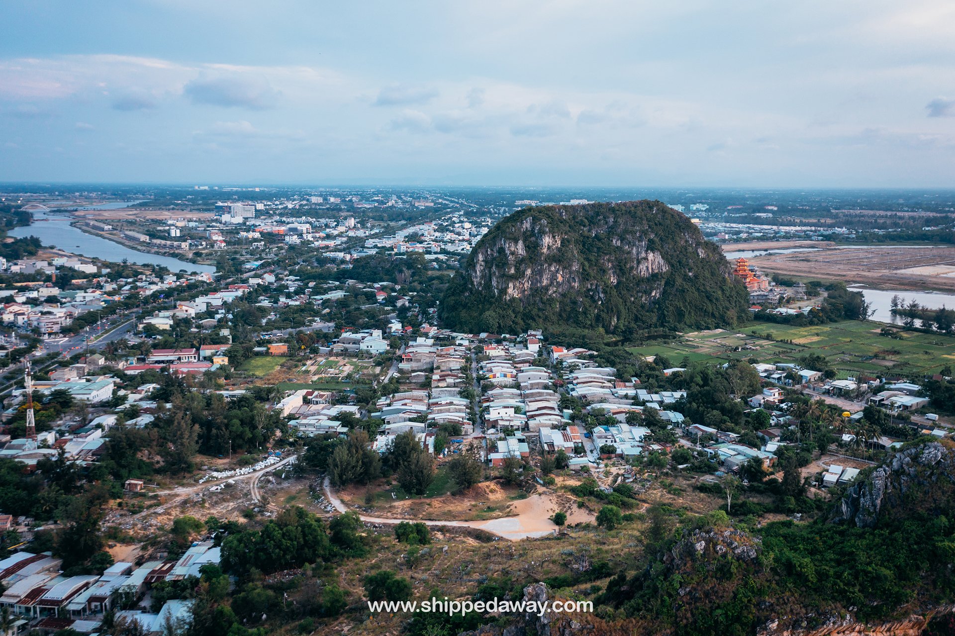 Aerial View of Marble Mountains in Da Nang