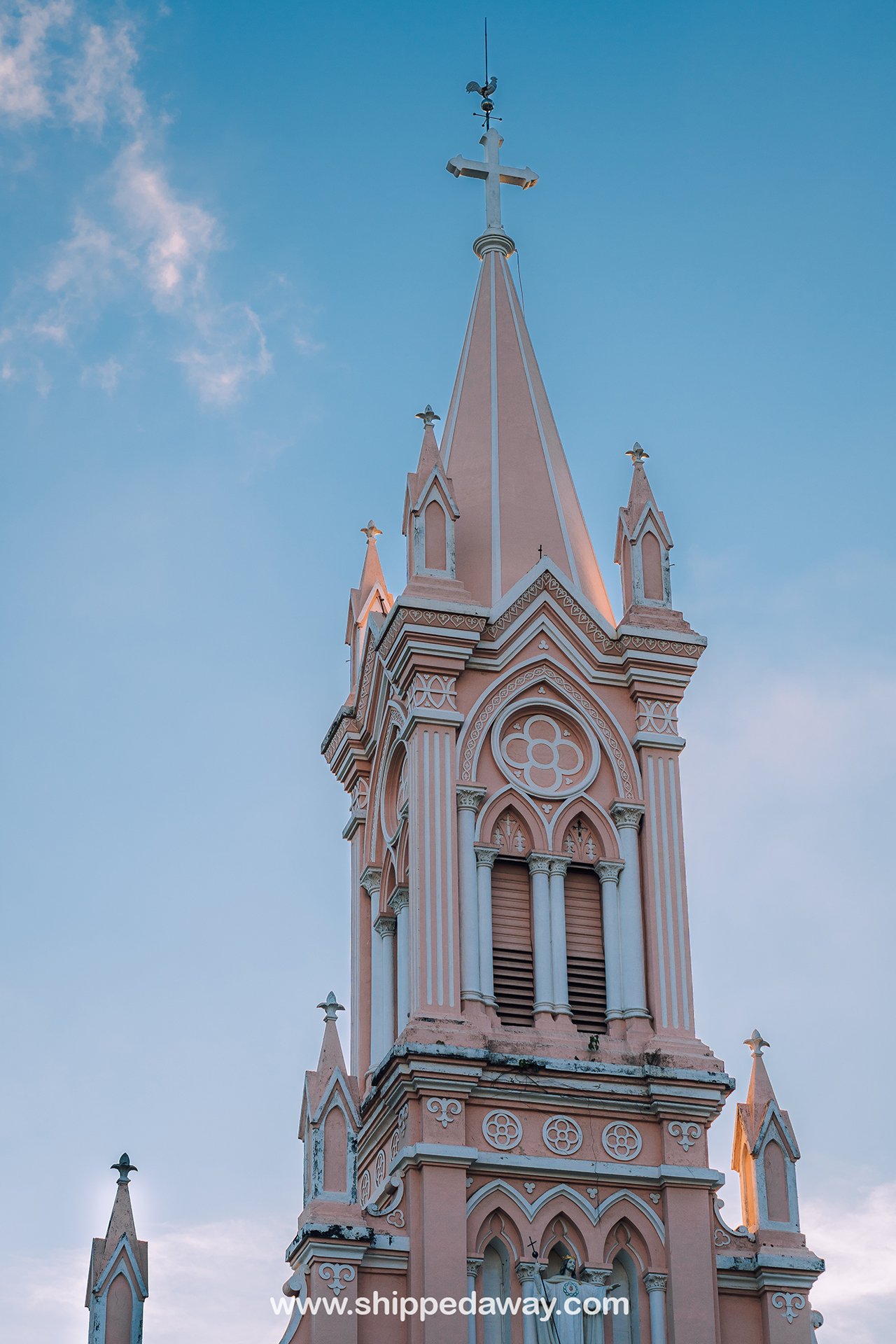 Bell tower of pink Da Nang Cathedral