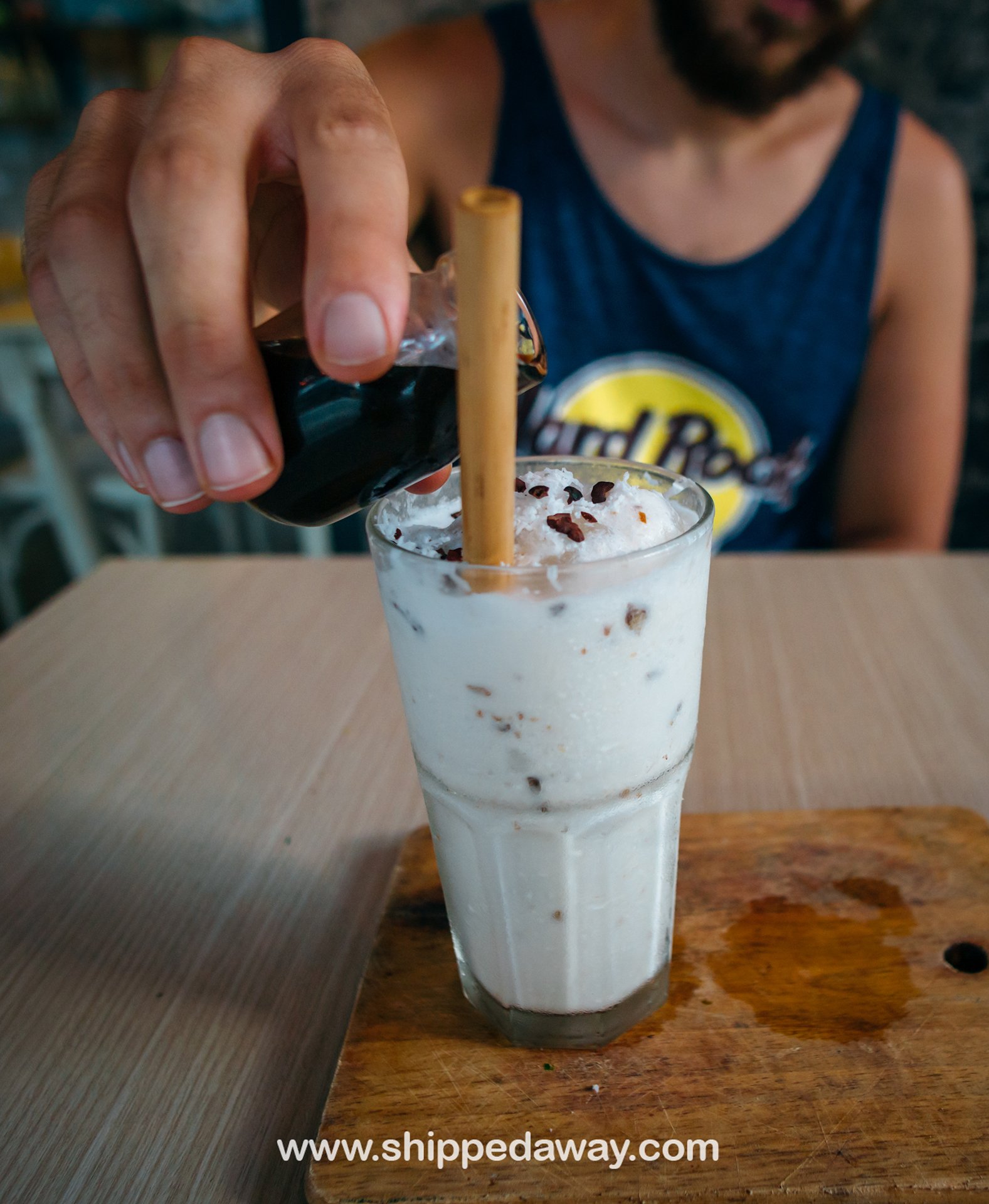 Coconut coffee at Roots in Da Nang