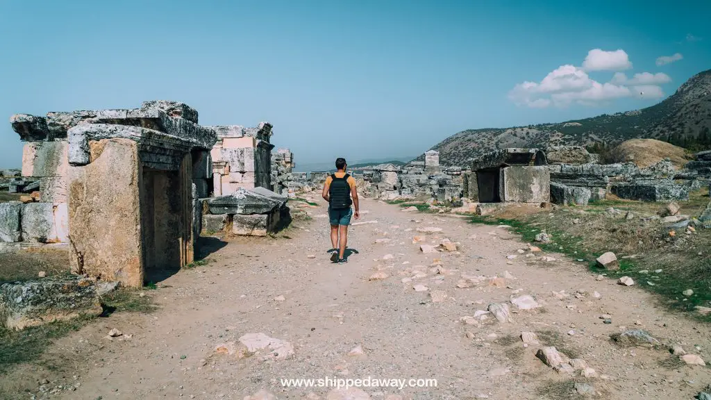 Matej Špan walking through Hierapolis ancient city in Pamukkale, Turkey