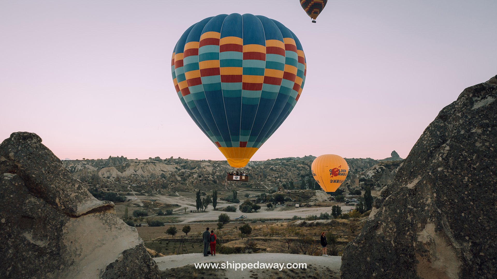 Watching hot air balloons flying above Goreme in Cappadocia