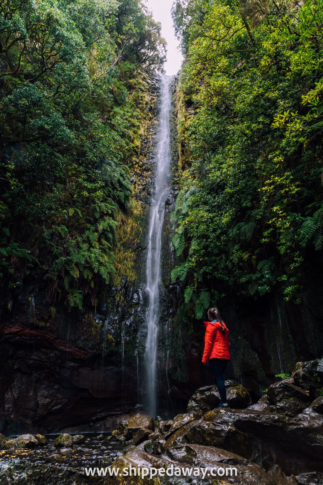 Arijana Tkalčec at 25 Fontes waterfall in Madeira