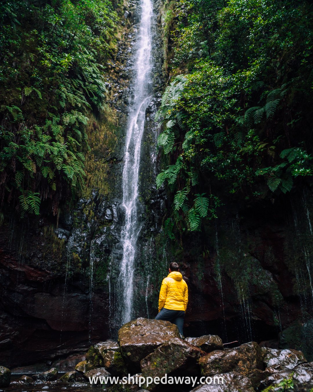 Matej Špan at 25 fontes Waterfall, Madeira