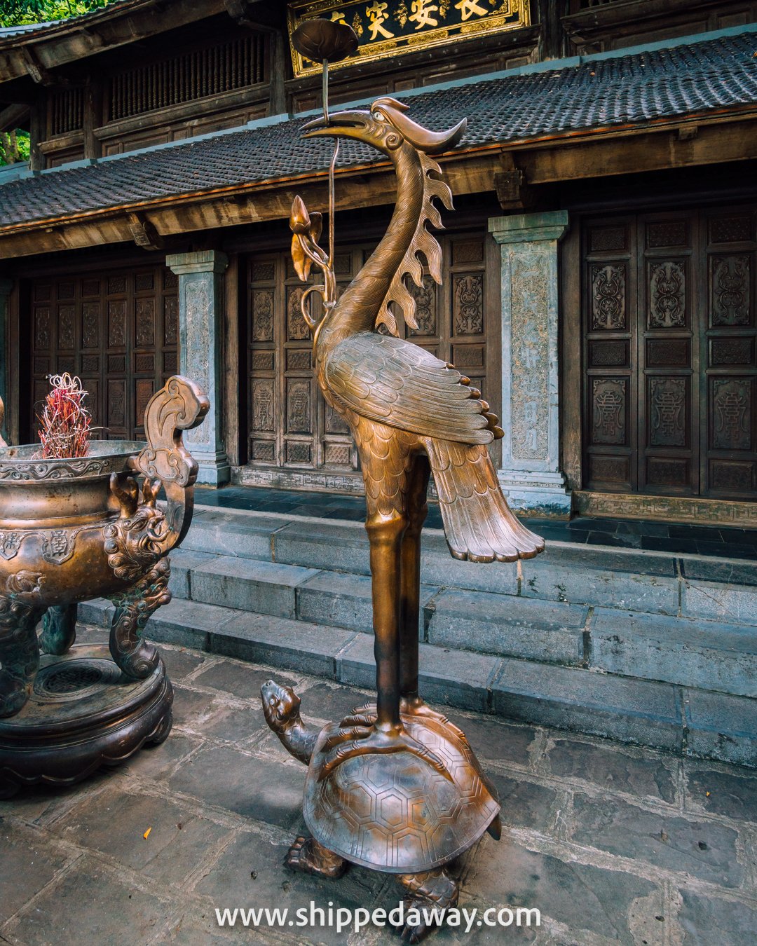 Temple sculptures at Trang An boat ride Ninh Binh, Vietnam