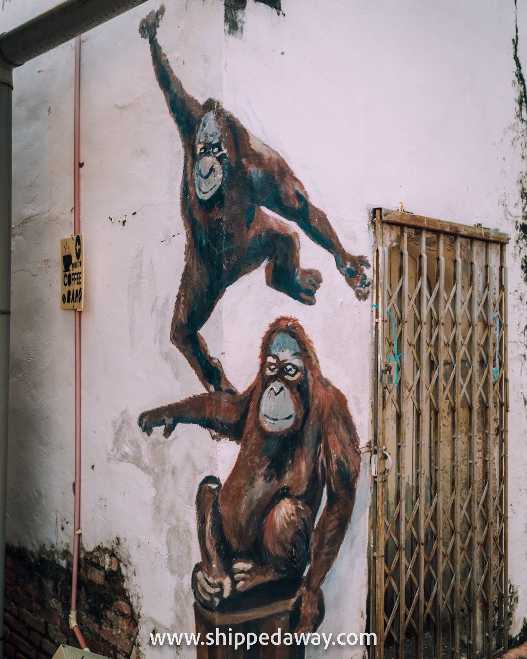 Orangutan graffiti street art in Melaka, Malaysia