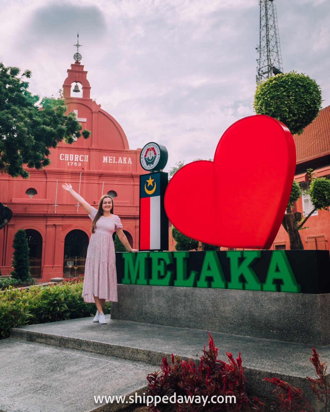 I Love Melaka sign in the Red (Dutch) Square in Melaka, Malaysia