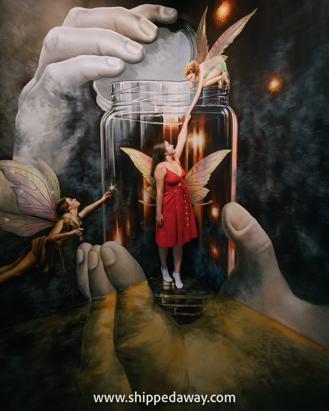 Arijana Tkalcec as a fairy in a jar at Artinus 3D Museum, Ho Chi Minh City, Vietnam