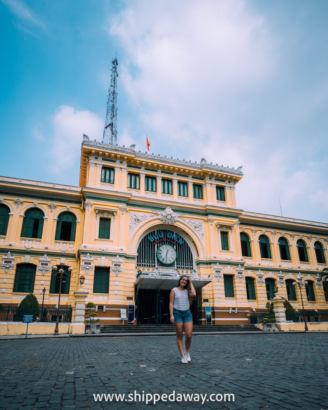 Arijana Tkalcec at Saigon Post Office, Ho Chi Minh City, Vietnam