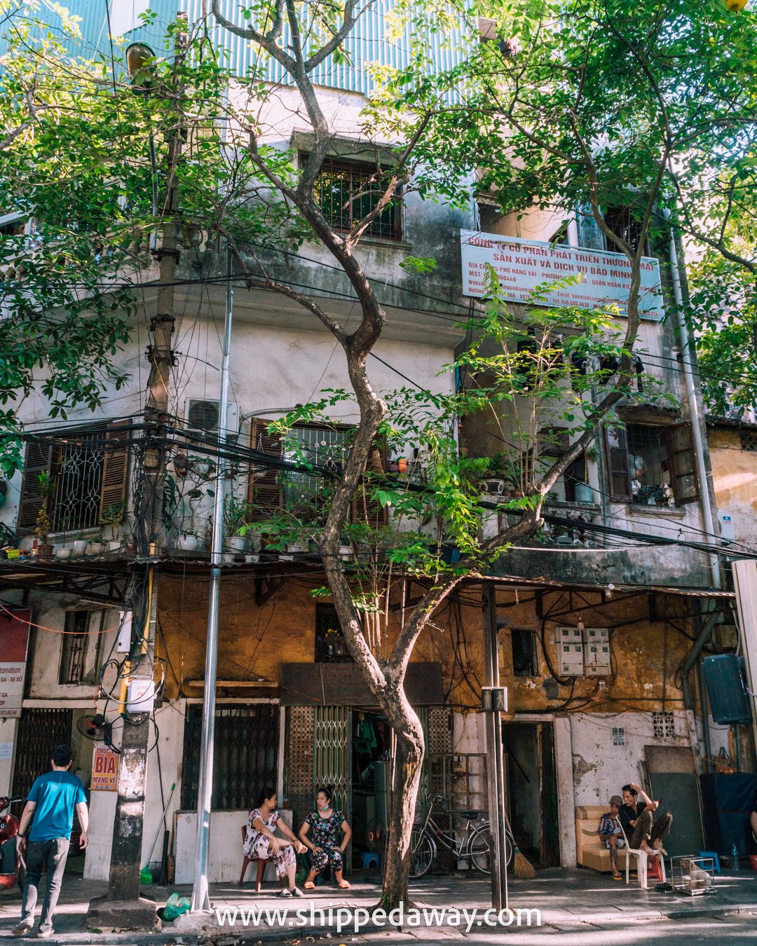 Beautiful old houses in the Old Quarter of Hanoi, Vietnam
