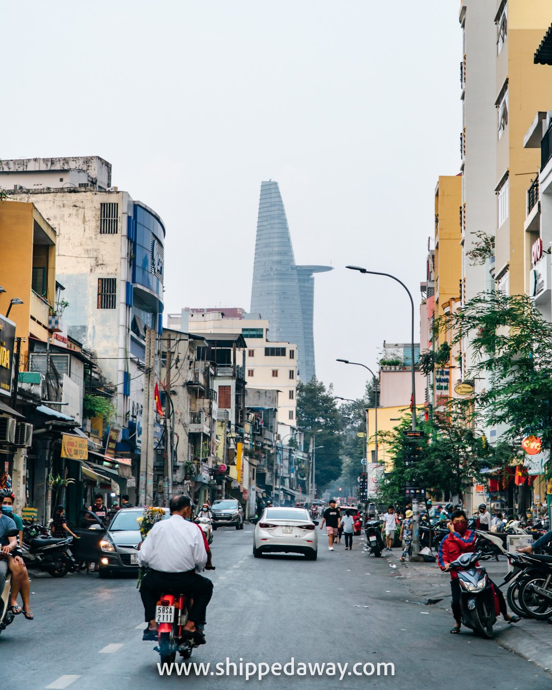 Saigon Skydeck seen on Ho Chi Minh City's streets, Vietnam