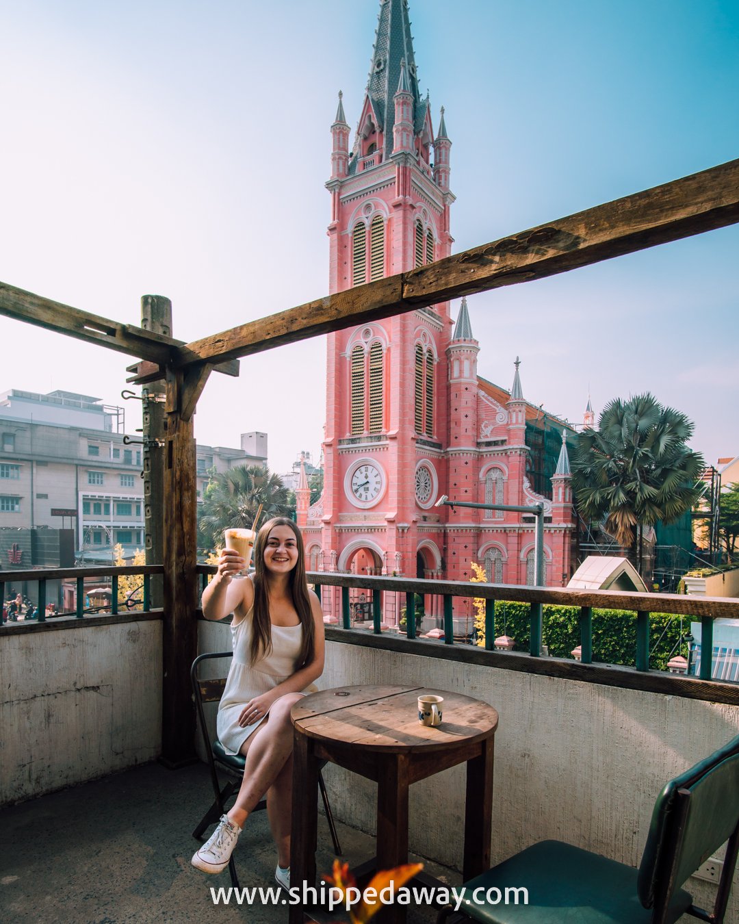 Arijana Tkalcec at Cong Caphe next to the Pink Church, Ho Chi Minh City, Vietnam