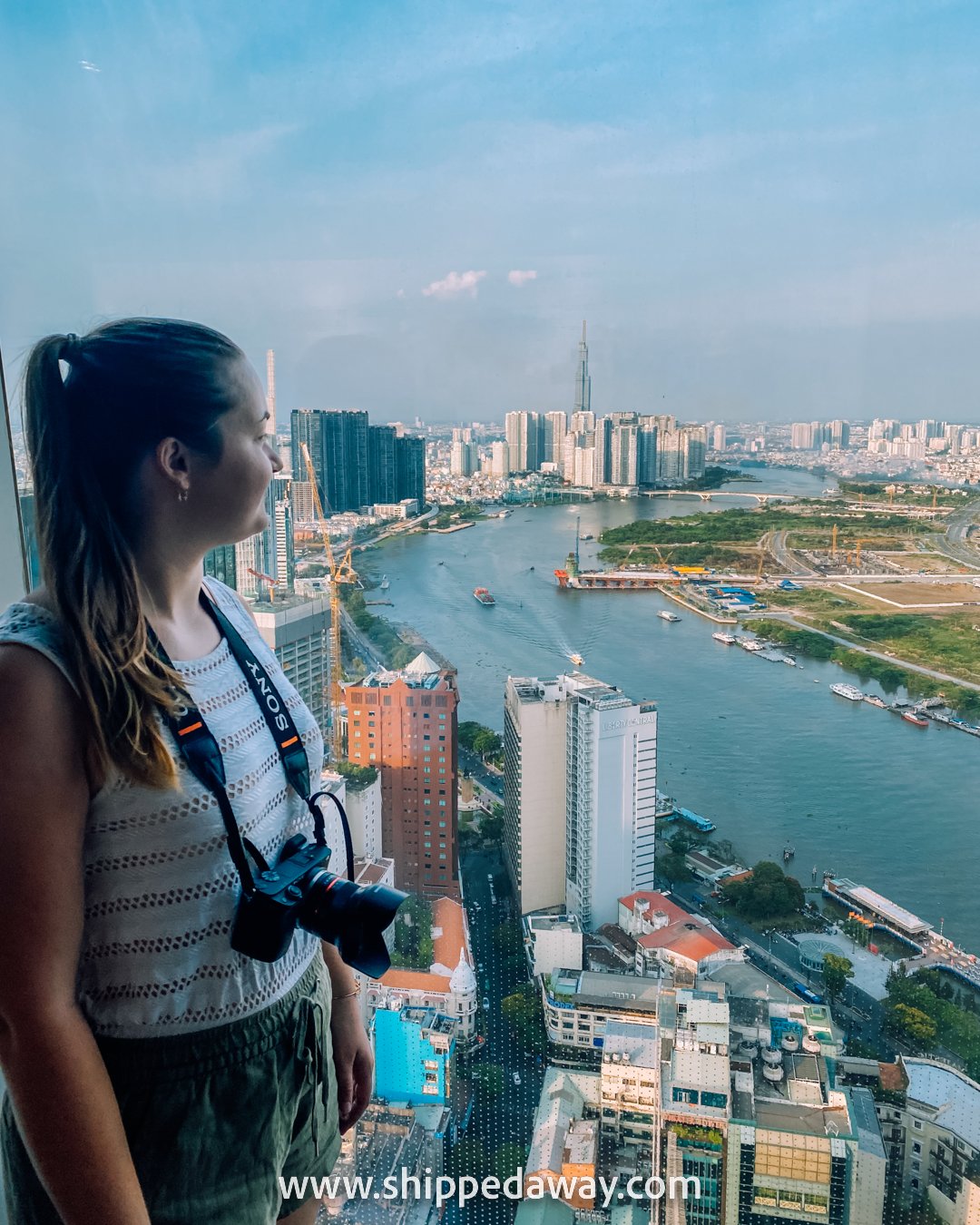 Arijana Tkalcec looking out from the Saigon Skydeck in Ho Chi Minh City, Vietnam