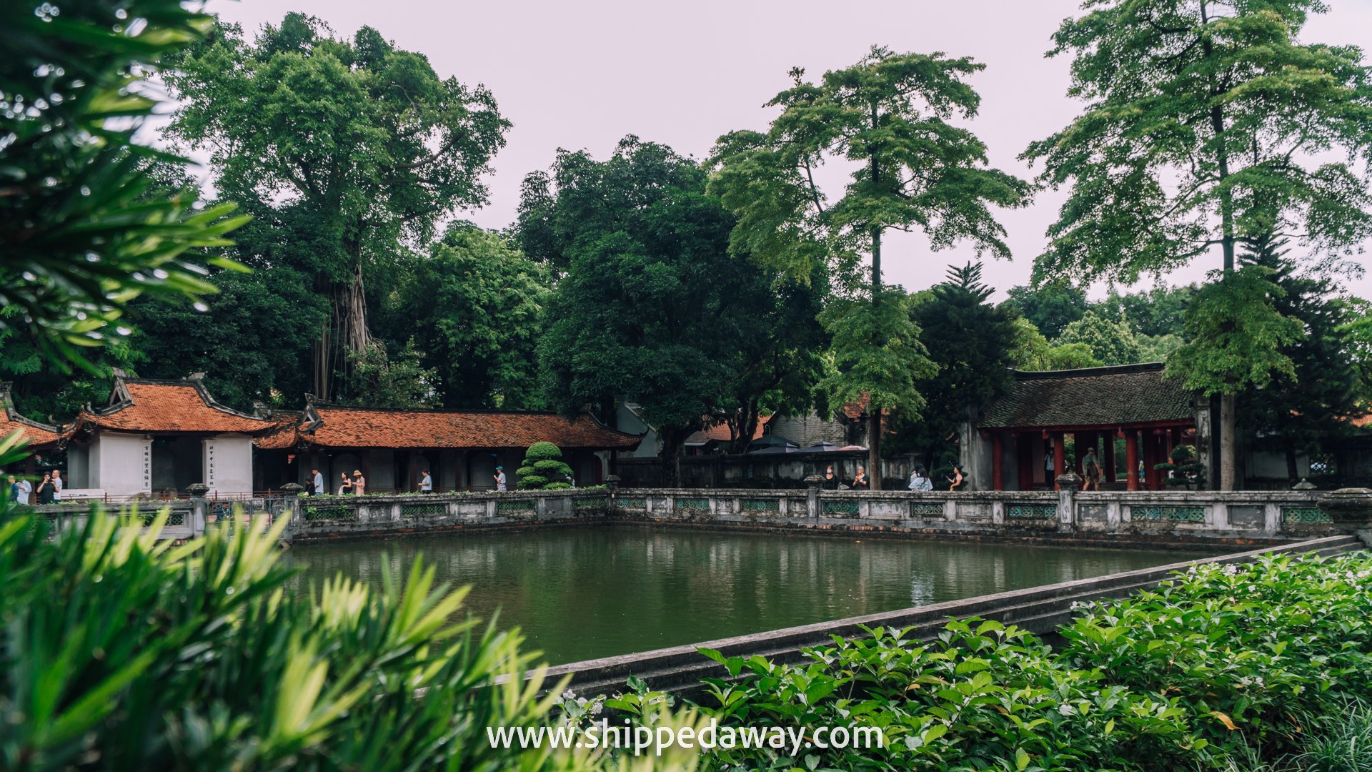 Beautiful pond and greenery at the Temple of Literature, Hanoi, Vietnam