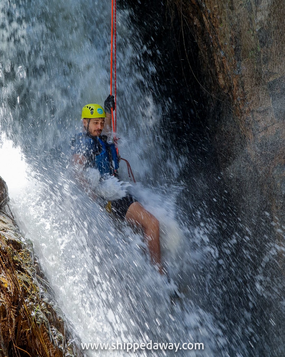 Matej Span in the washing machine waterfall, canyoning in Da Lat, Vietnam