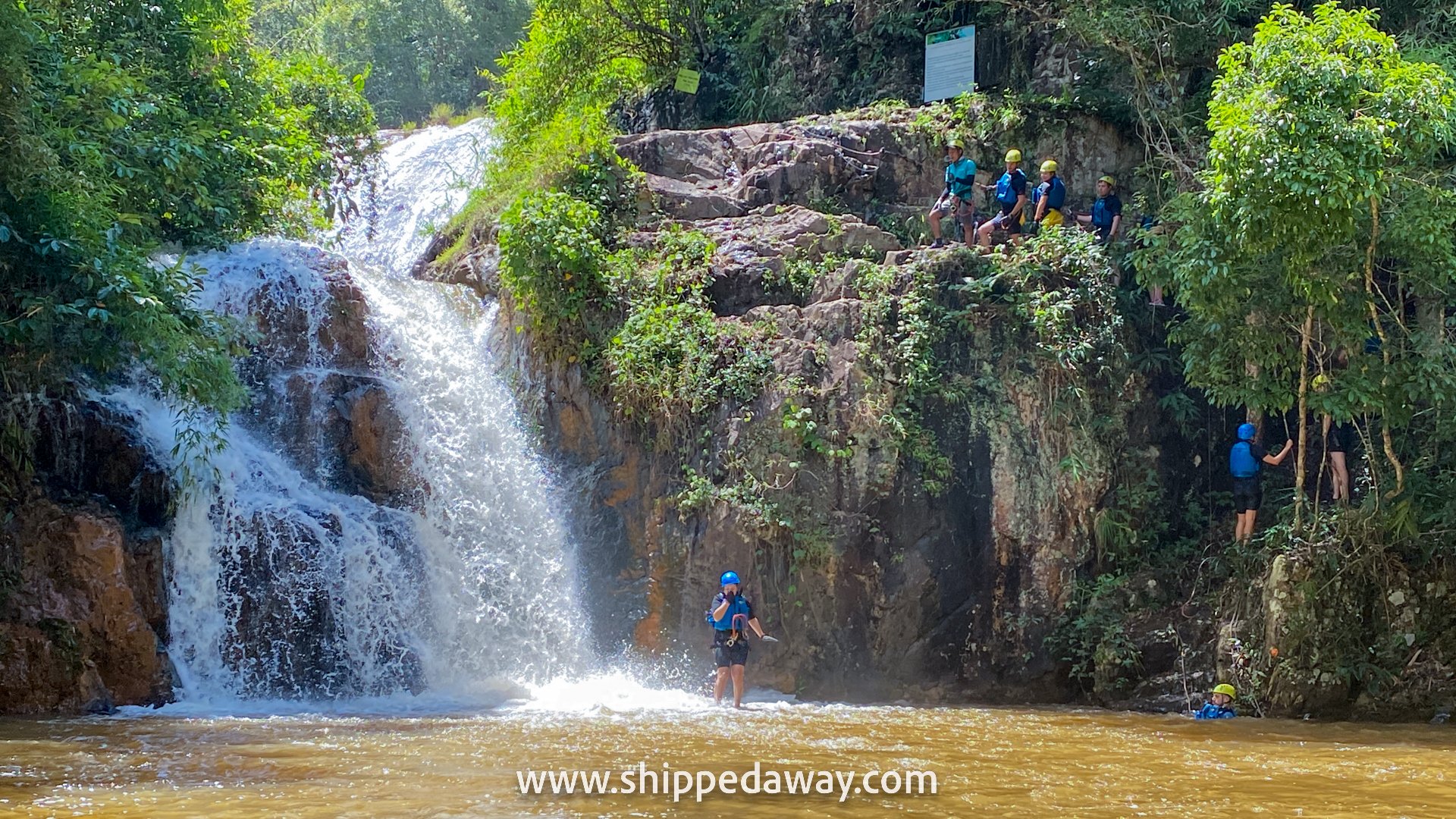 Free jump into water, Da Lat Canyoning, Vietnam