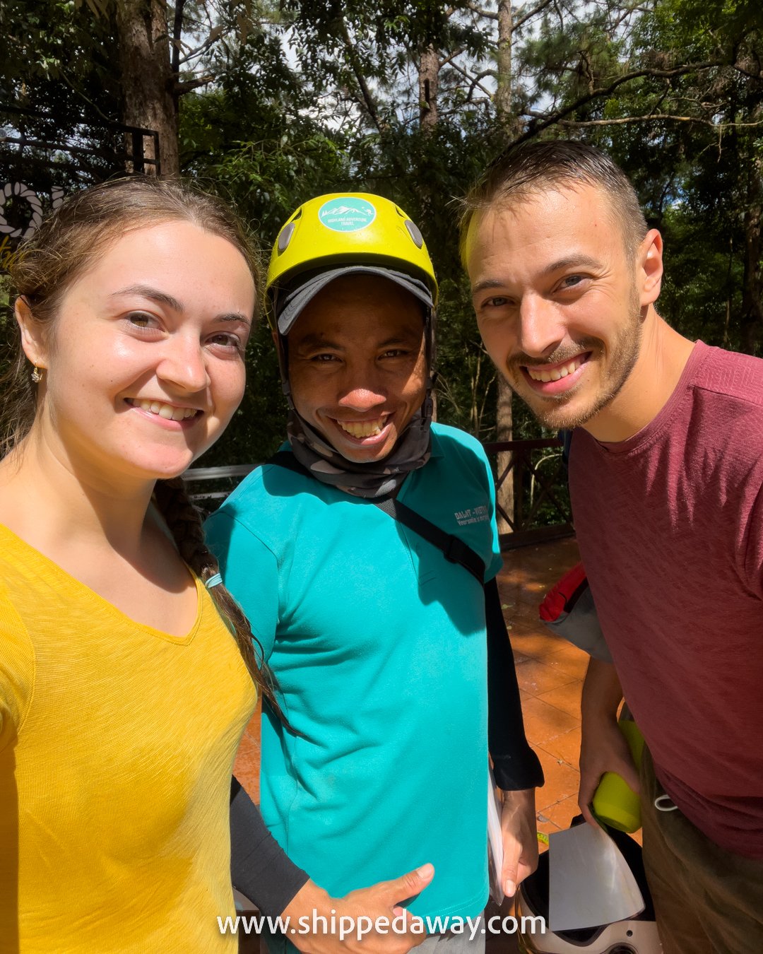 Arijana Tkalcec, Matej Span and the fun guide Ya after Canyoning in Da Lat, Vietnam