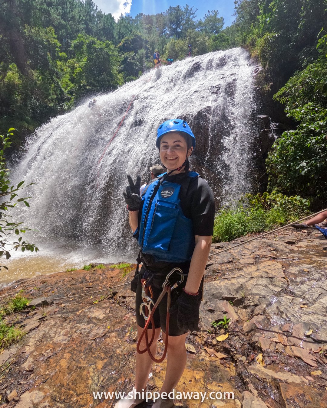 Arijana Tkalcec happy while canyoning in Da Lat, Vietnam