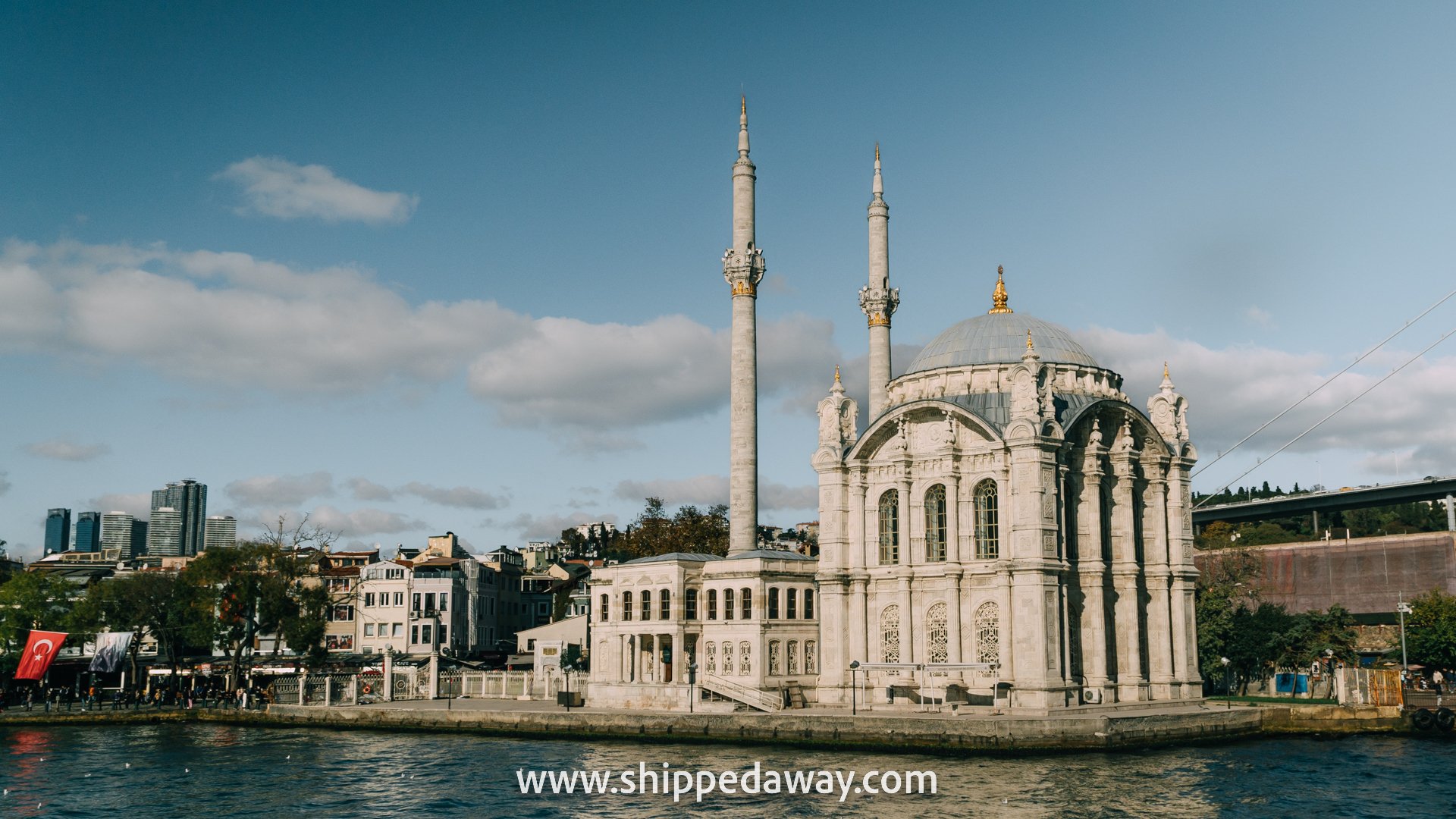 Ortakoy Mosque seen from Bosphorus Cruise, Istanbul