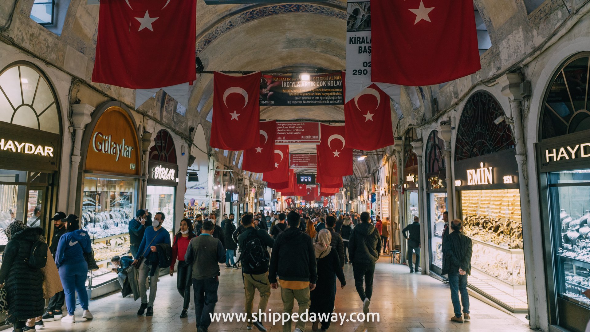 Busy street inside Grand Bazaar, Istanbul, Turkey