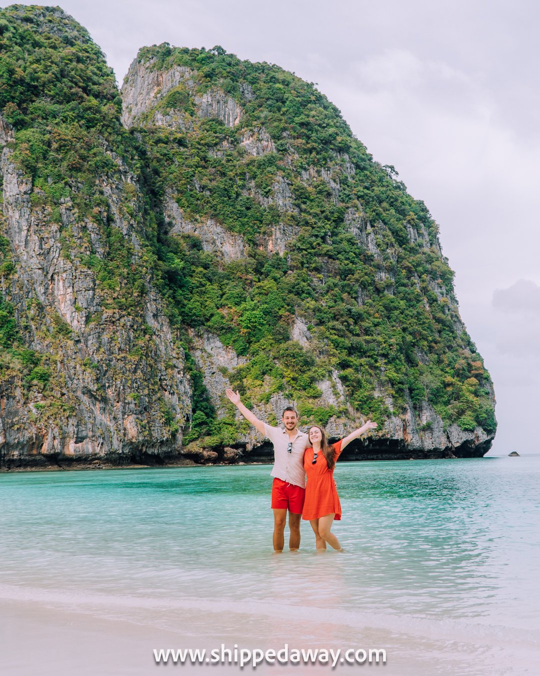Arijana Tkalcec and Matej Span in the water at Maya Bay, Phi Phi Islands