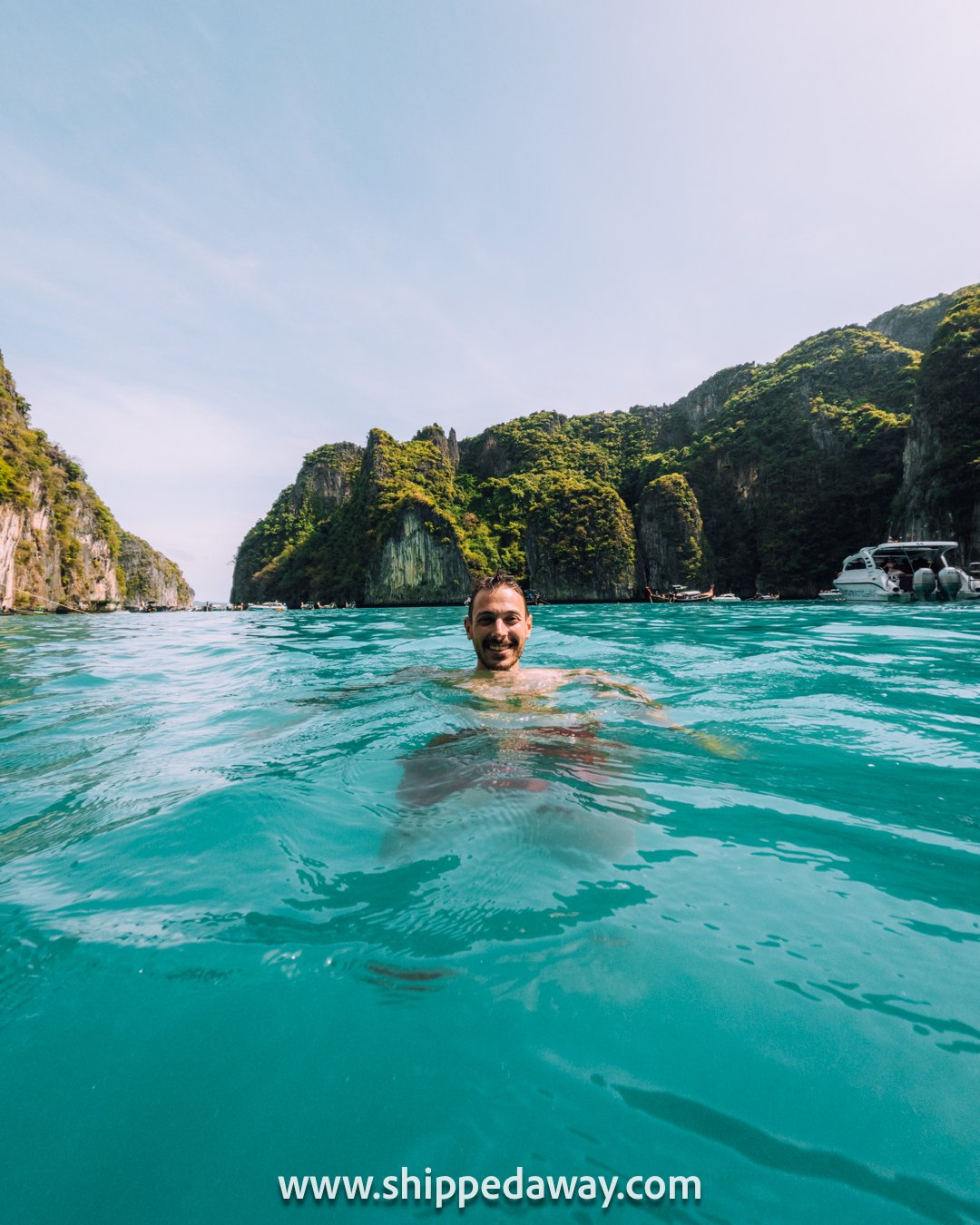 Matej Span swimming in Pi Leh Lagoon, Phi Phi Islands