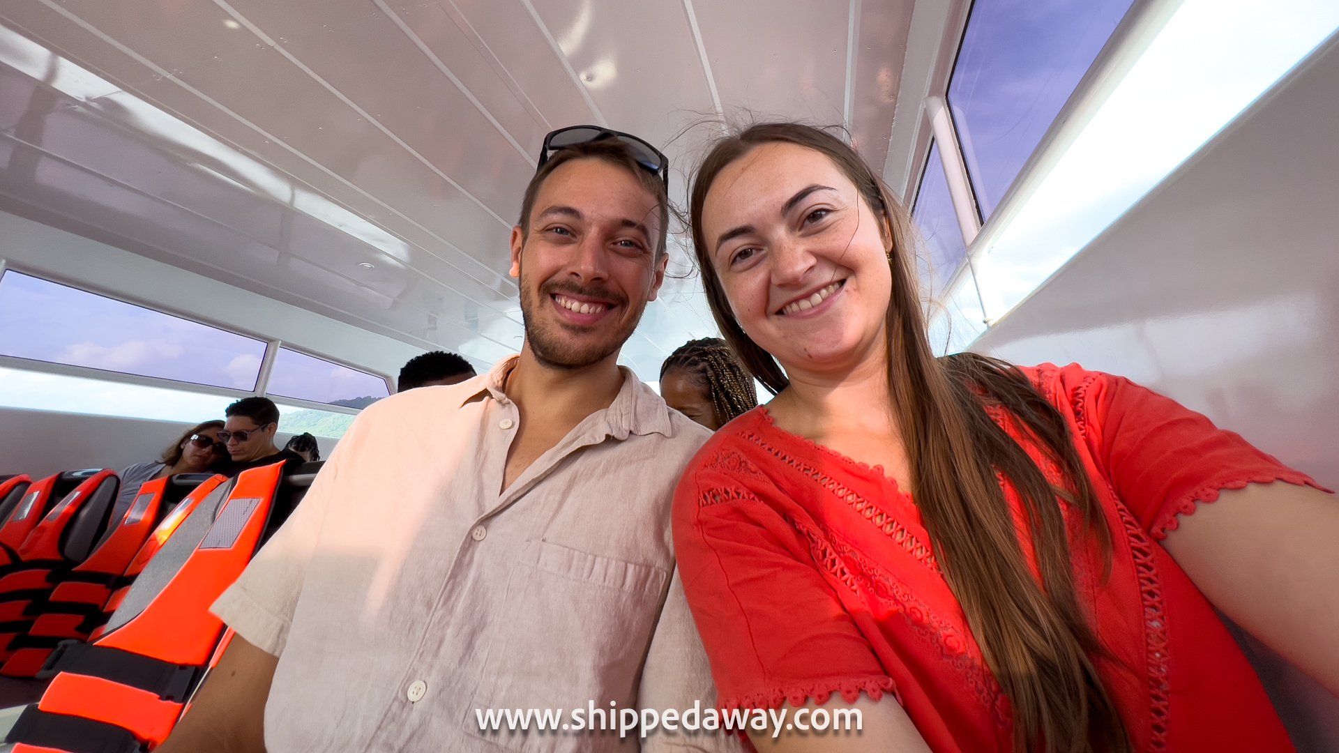 Arijana Tkalce and Matej Span in a speedboat on the way to Phi Phi Islands