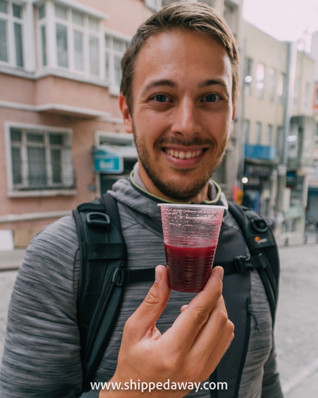 Matej Span with fresh pomegranate juice, Istanbul, Turkey
