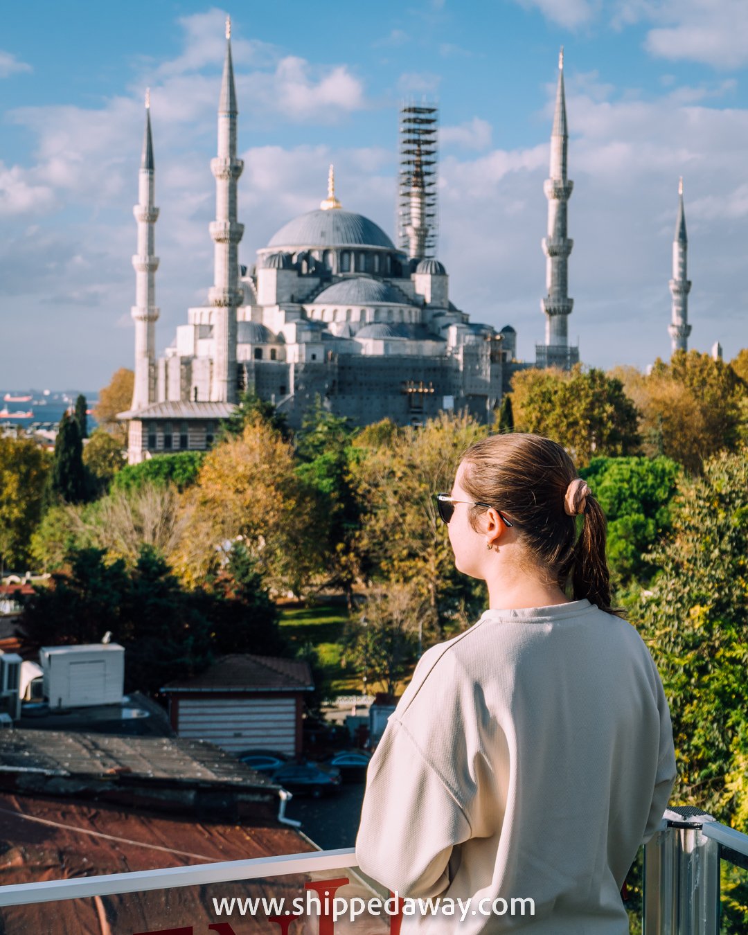Rooftop view of Blue Mosque from Seven Hills Restaurant, Istanbul