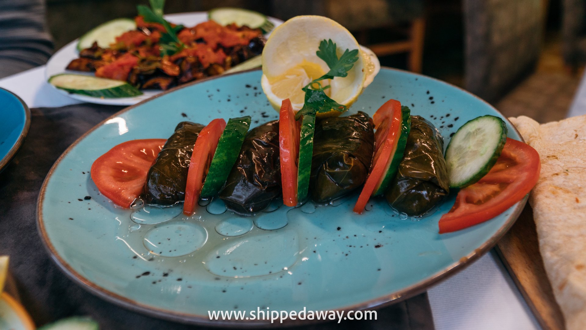 Turkish sarma (stuffed vine leaves) at Turkish Breakfast, Istanbul