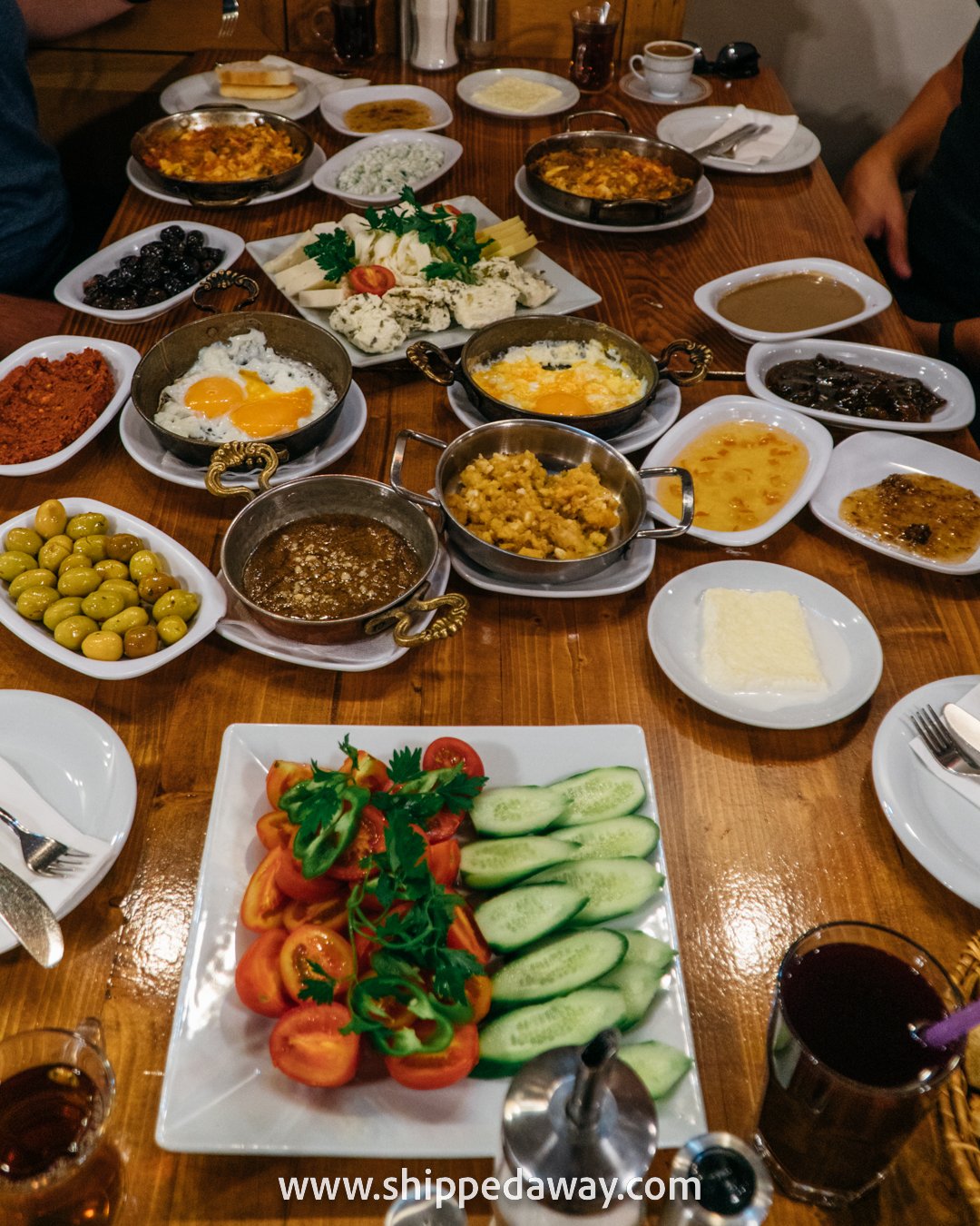Full table at a Turkish Breakfast in Istanbul, Turkey