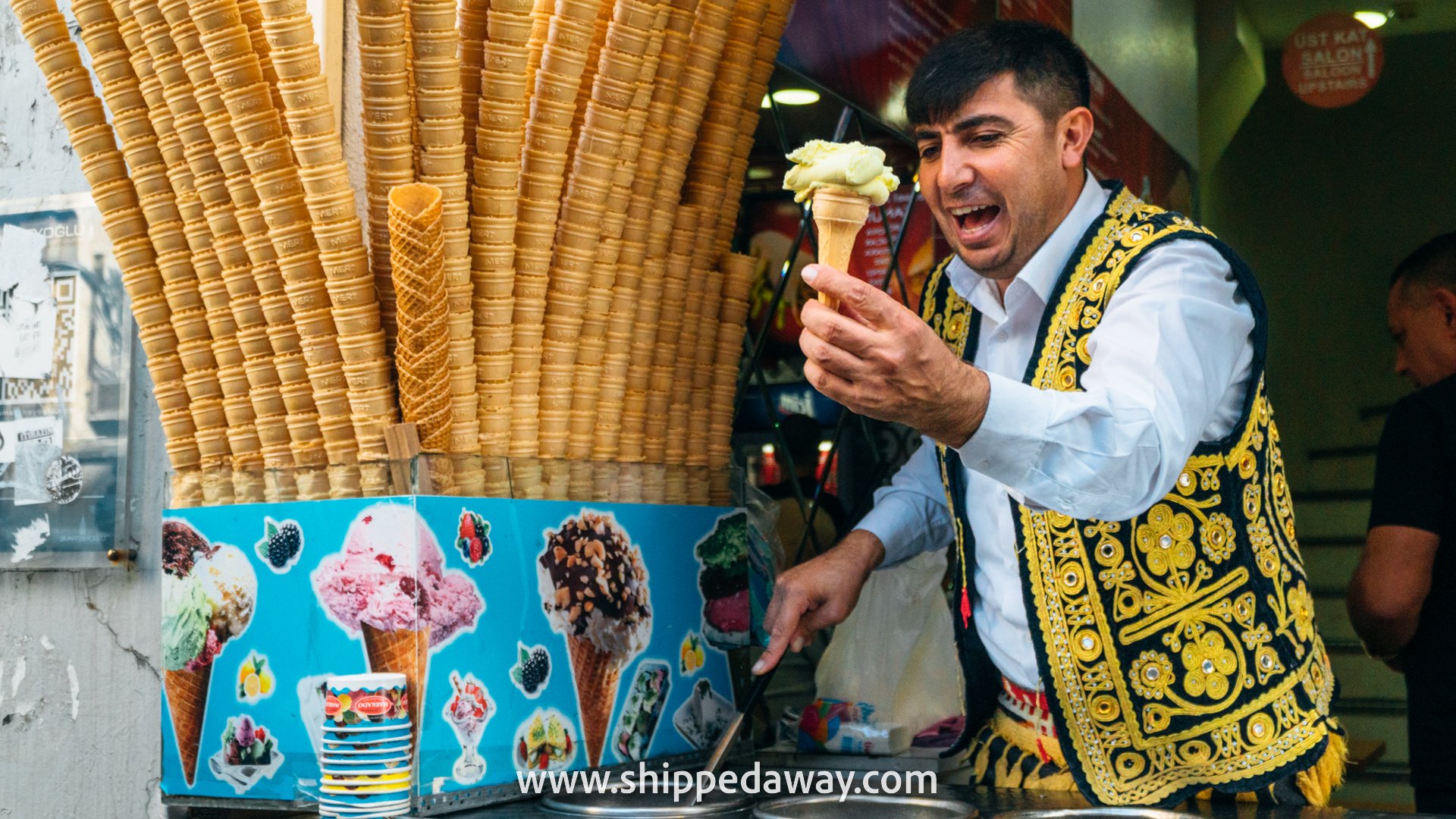 Turkish ice cream (dondurma) vendor, Istiklal Street, Istanbul