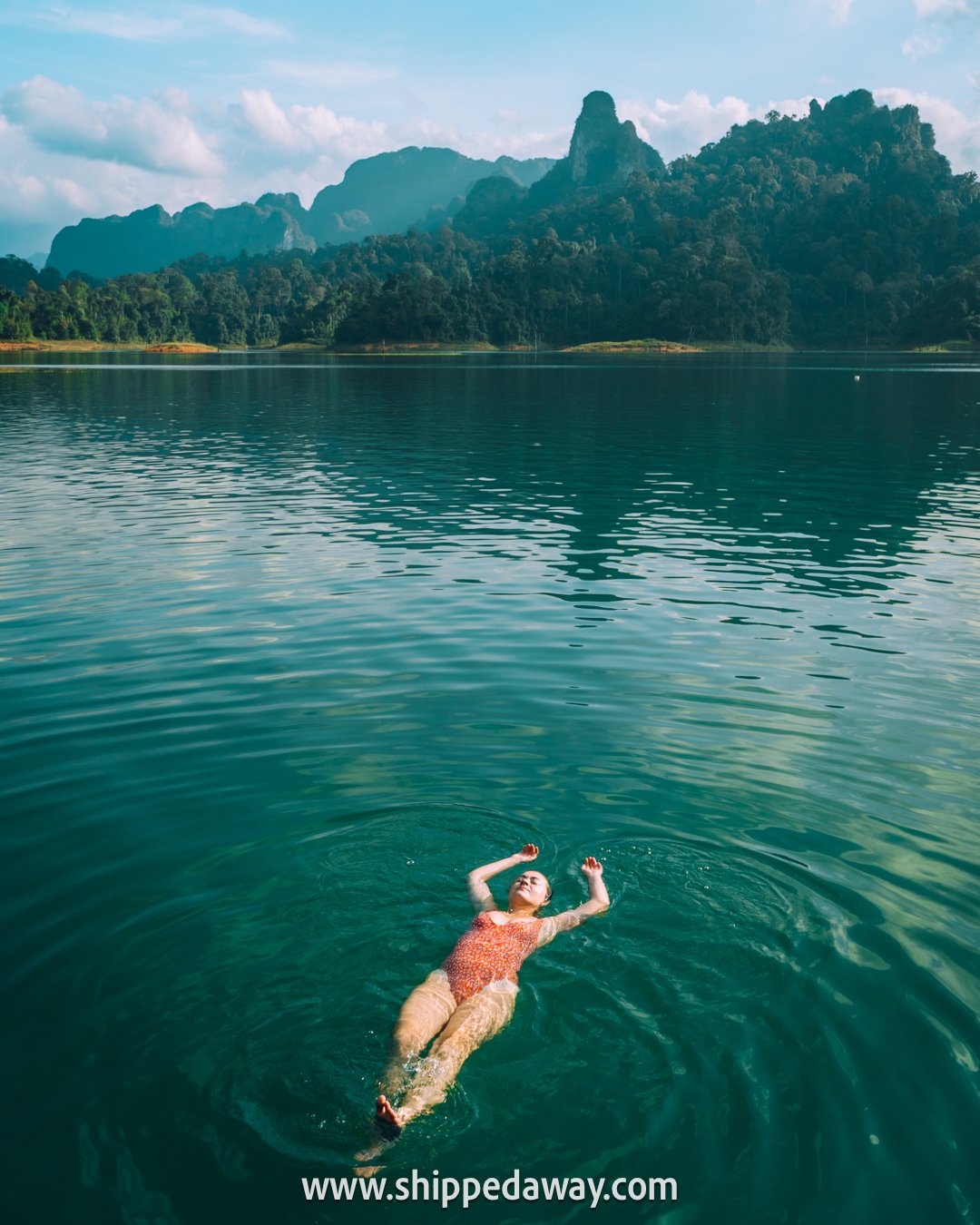 Swimming in Cheow Lan Lake, Khao Sok National Park
