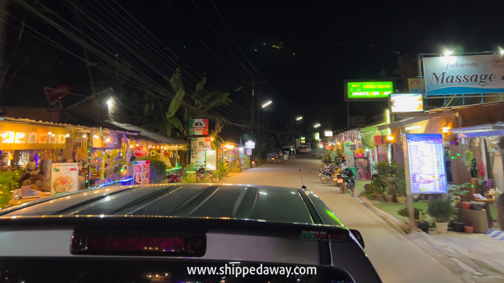 Khao Sok village at night