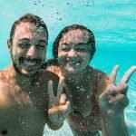Arijana Tkalcec and Matej Span underwater selfie, Similan Islands, Thailand